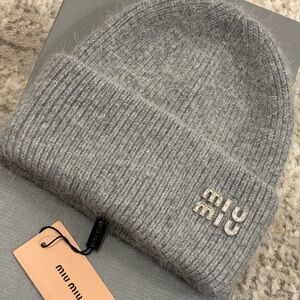 Miu Miu Soft Gray Knit Hat